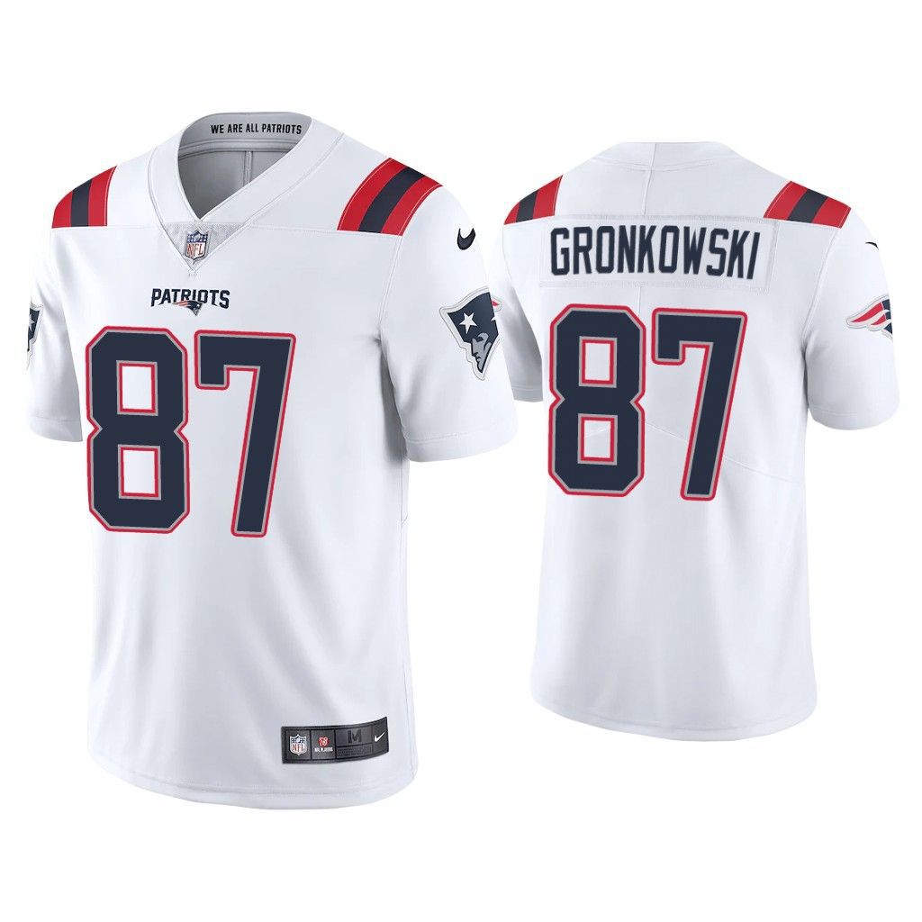 Men New England Patriots 87 Rob Gronkowski Nike White Vapor Limited NFL Jersey